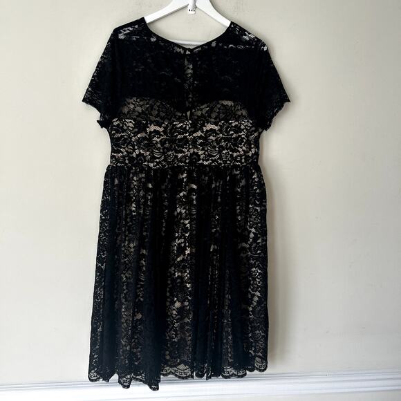 Torrid Black Lace Illusion Neck Skater Dress Size 1X Plus NWT Fit & Flare Party - Picture 6 of 10